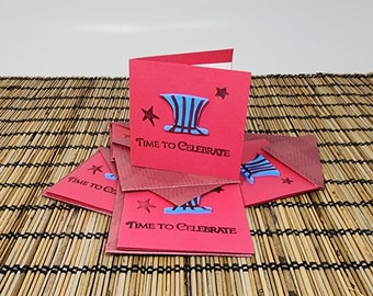 Set of 5 Time To Celebrate 4th of July Mini Cards and Envelopes