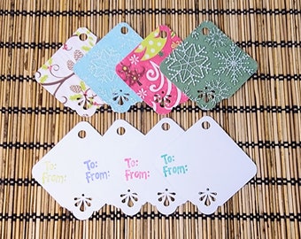 Simple Glitter Holiday Tags with Cutout Design Details - Multicolor - Set of 25