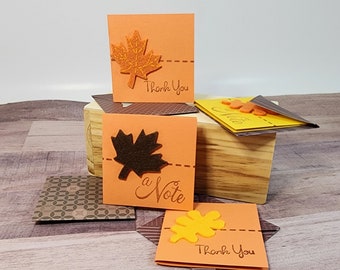 Set of 5 Fall Thank You Mini Cards and Envelopes