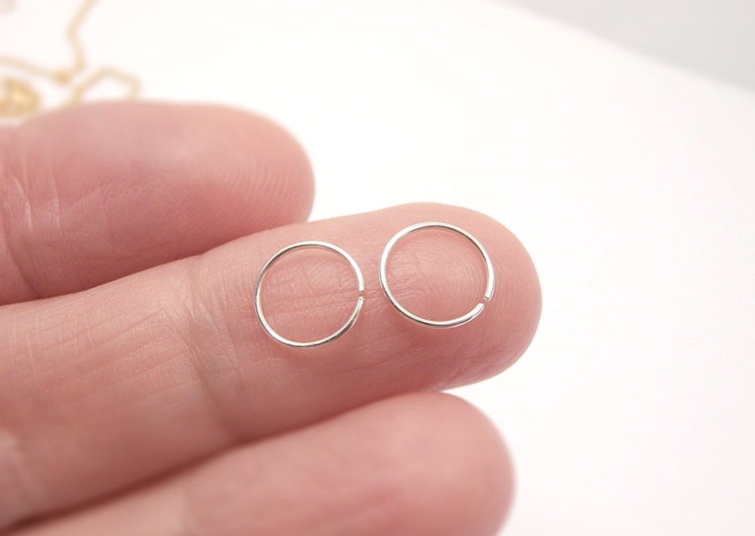 TWO Sterling Silver Nose Rings Set Thin Nose Hoop Size 6mm 8mm 10mm, Sterling Silver Wire Gauge