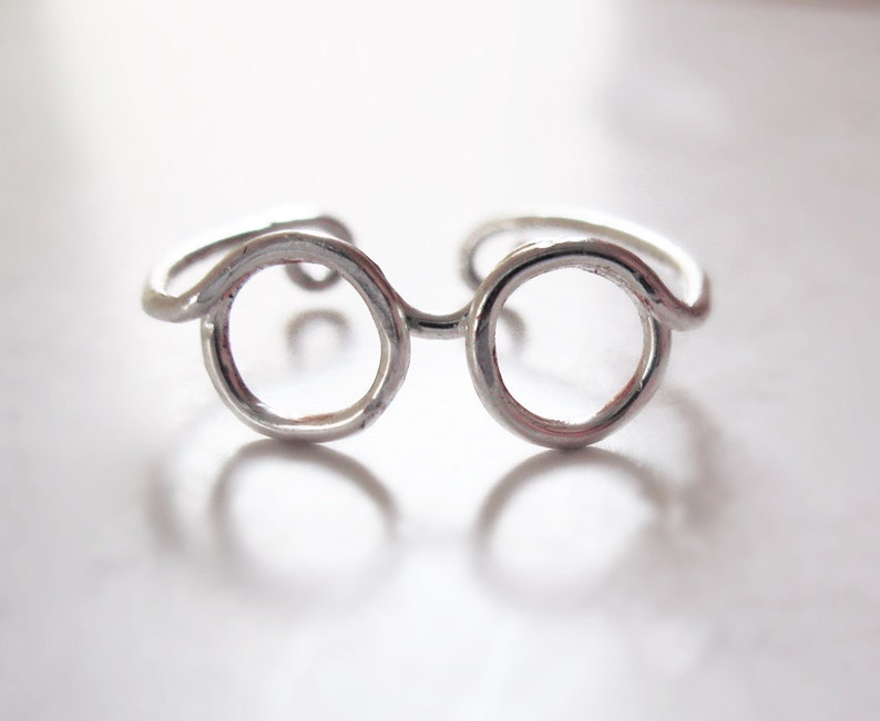 Glasses Ring Adjustable Sterling Silver Ring Wire Wrapped Etsy