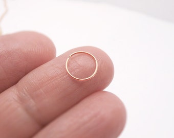 24 Gauge Rose Gold / Rose Gold Fill Nose Ring, Thin 24 Gauge, Small Rose Gold Filled 14k Nose Hoop, Cartilage, Simple, Tiny, Dainty Delicate