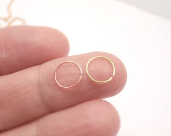 24, 22g NOSE RINGS, 14k Rose and Yellow Gold Filled Wire - Cartilage/Tragus/Helix Mixed Set, Hoop - 6mm 8mm 10mm, Body Piercing