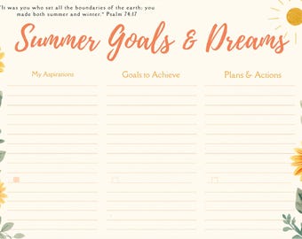 Summer Goals and Wellness Tracker printable