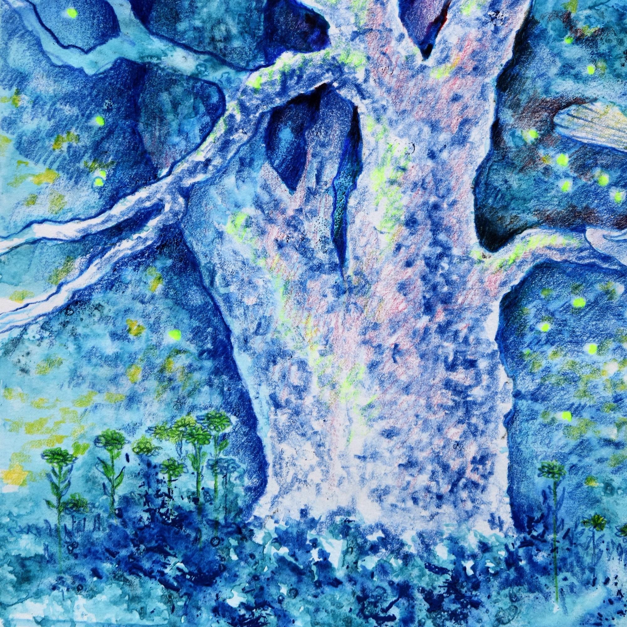 Magic Tree Painting Floral Original Art 17x14 Flower Artwork Tree Wall ...