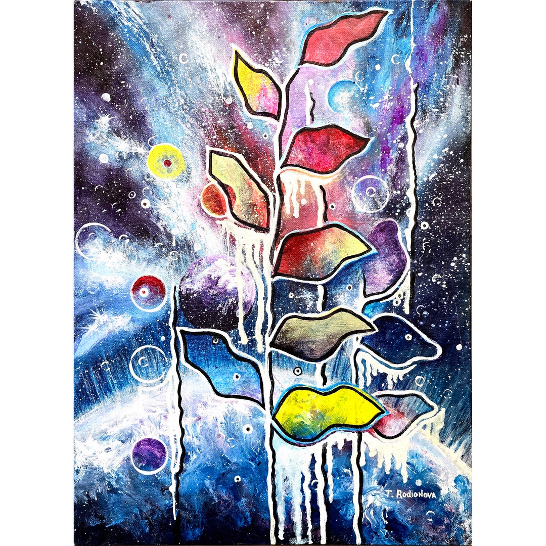 Abstract Painting Plants Original Art 16”x12