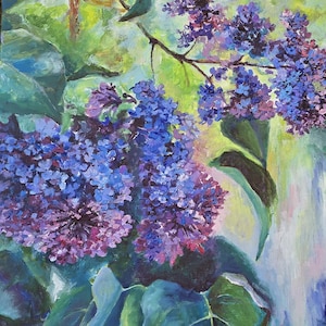 Abstract Lilac Painting Floral Original Art Large size 28&quot;x22&quot; Flower Artwork Lilac Wall Art Painting by Rodionova TRartGALLERY