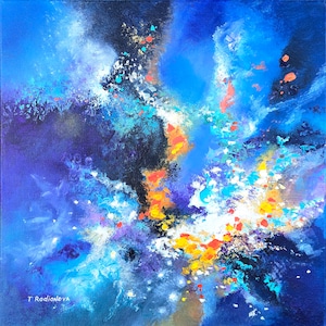 Abstract Iris Painting Floral Original Art 18&quot;x18&quot; Flower Artwork Iris Wall Art Painting by Rodionova TRartGALLERY