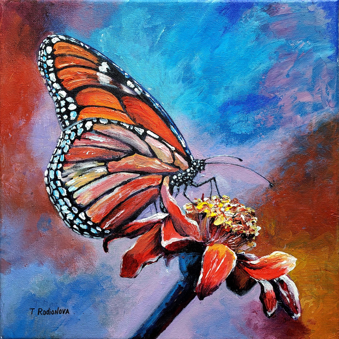 Monarch Butterfly Original Abstract Painting Acrylic Art - Etsy UK