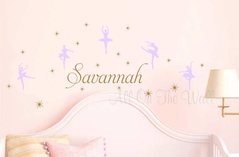 Ballerina Wall Decal Baby Girl Name Nursery Decals Vinyl Lettering Bedroom Decor Ballet Personalized Art