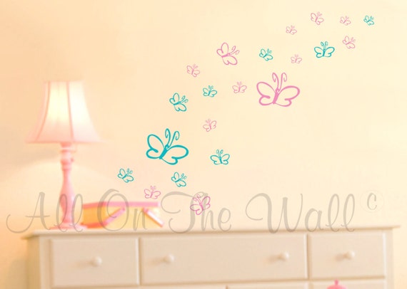butterflies wall decals baby girl nursery vinyl wall stickers | etsy