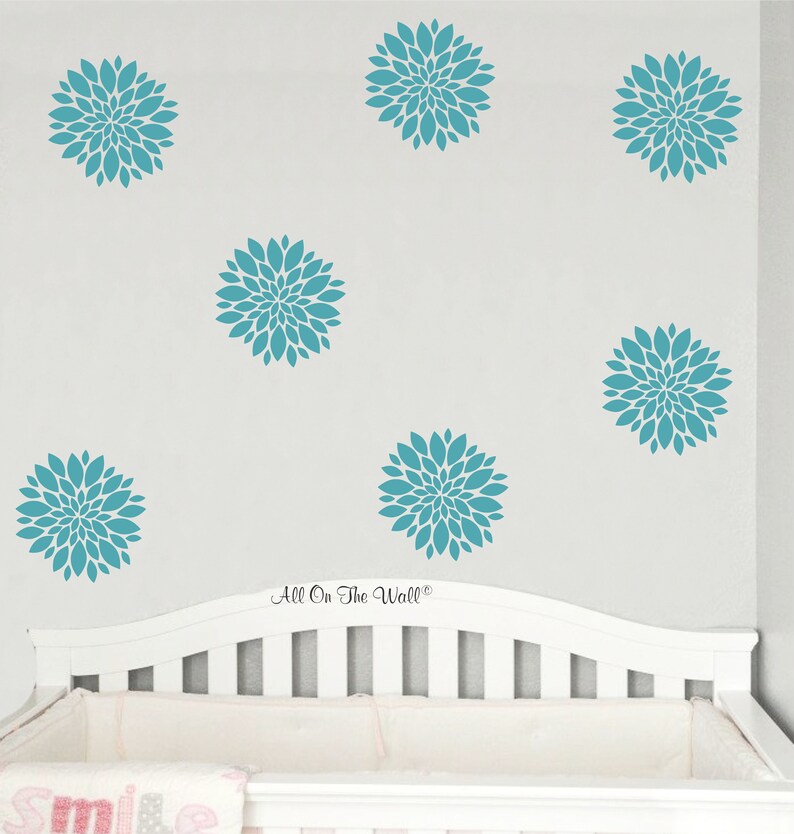 Clearance Large Flower Bloom Wall Decals In Teal Sticker Flowerwall Decal Art Nursery