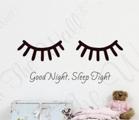 eyelash wall decal sleepy eyes decal good night sleep tight | etsy