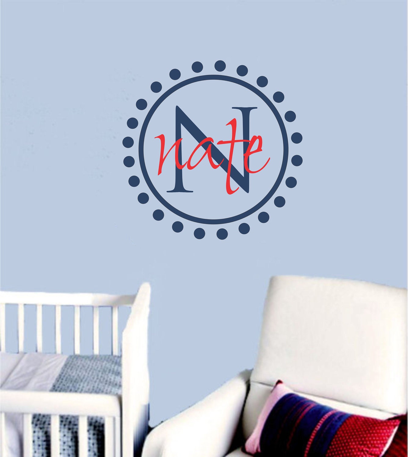 Baby Boy Monogram Wall Decal Name Nursery Vinyl Decor Custom Etsy