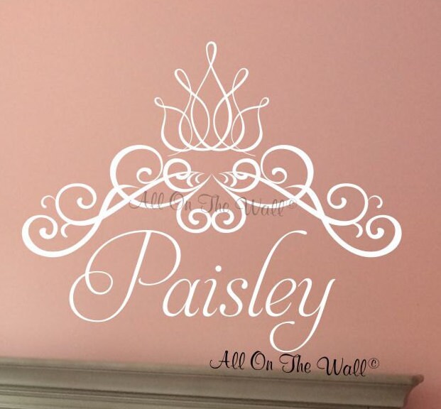 Princess Crown Wall Decal Custom Girl Name Wall Decals Custom Etsy
