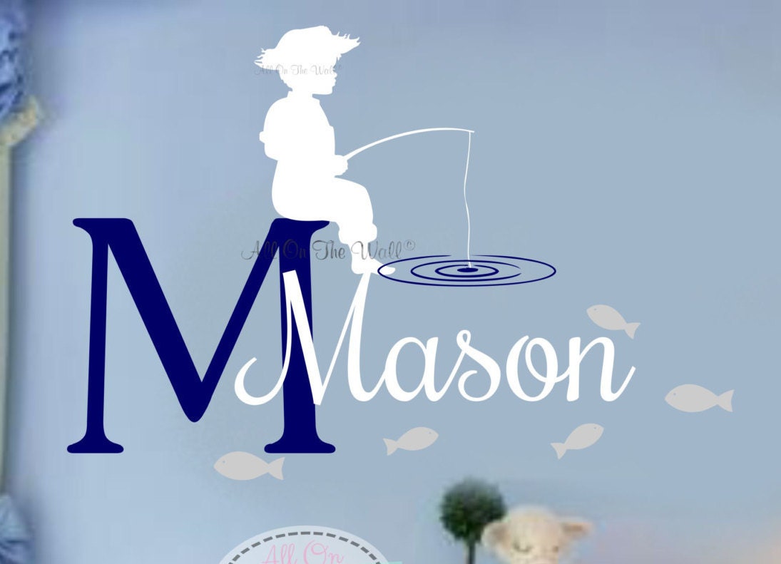 Fishing Wall Decal Nursery Wall Decal Boy Bedroom Fishing Etsy