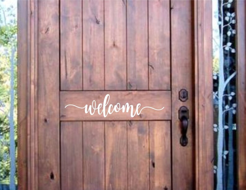 Welcome Door Decal O Vinyl Lettering Front Image 0