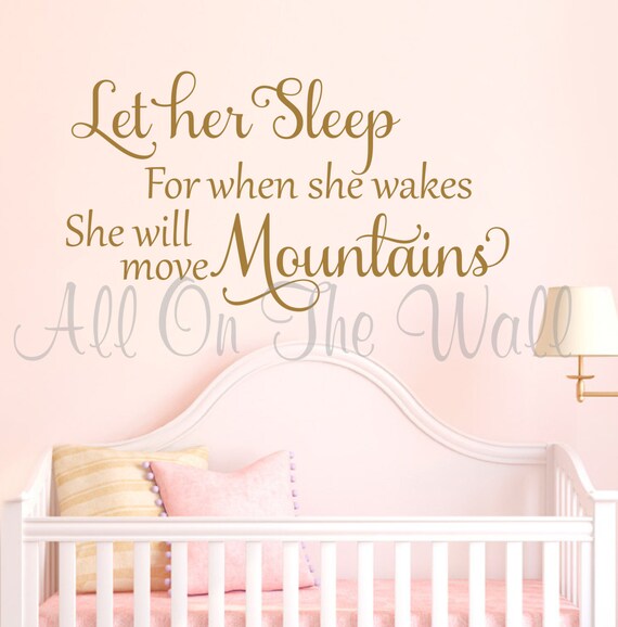 Let Her Sleep Saying Wall Decal Baby Girl Nursery Vinyl Lettering E Gold Decals Art