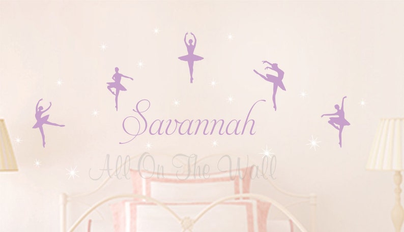 Ballerina Wall Decal Baby Girl Name Nursery Decals Bedroom Ballet Decor Vinyl Lettering Girls Sticker
