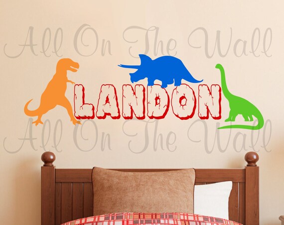 Dinosaur Wall Decal Boy Name Nursery Bedroom Decor Vinyl Wall Sticker Dinosaur Name Decals Boys Bedroom Decor Kids Dinosaur Wall Stickers