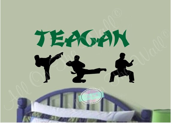 Karate Decals Boy Name Wall Decal Martial Arts Bedroom Decor Wall Stickers Girl Name Karate Decals Personalized Martial Arts Decor