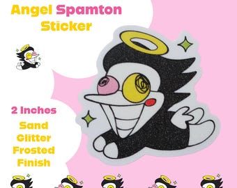 Sand Glitter Frosted Angel Spamton 2" Sticker