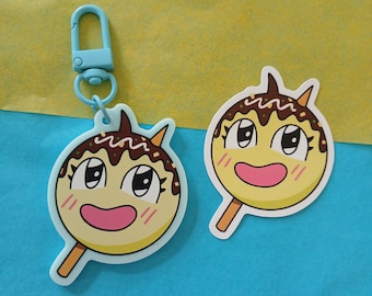 Takoyaki Onionsan 2" Solid Blue Acrylic Keychain / Vinyl 2" Sticker