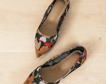 Floral Print Pointed Toe Flats Women's Comfortable Slip On Shoes Boho Casual Ballet Flats