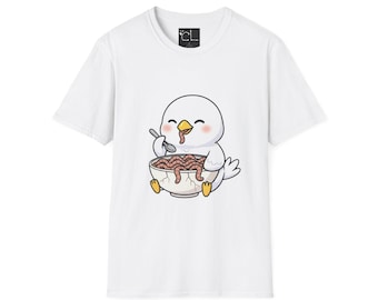 Cute Kawaii Chick Eating Ramen T-Shirt | Kawaii Noodle Bowl Illustration