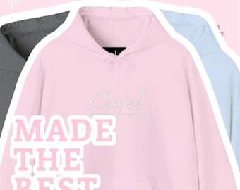 Embroidered Cursive Hoodie | Soft Cotton-Blend Sweatshirt