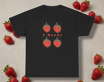 Strawberry 4 Moods Graphic Tee | Playful Fruit Shirt