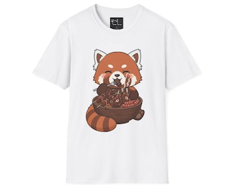 Kawaii Red Panda Eating Ramen T-Shirt | Cute Kawaii Anime Noodle Bowl