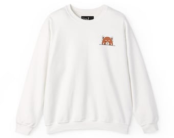 Cute Peekaboo Red Panda Sweatshirt | Cute Animal Chest Print, Minimal Illustration
