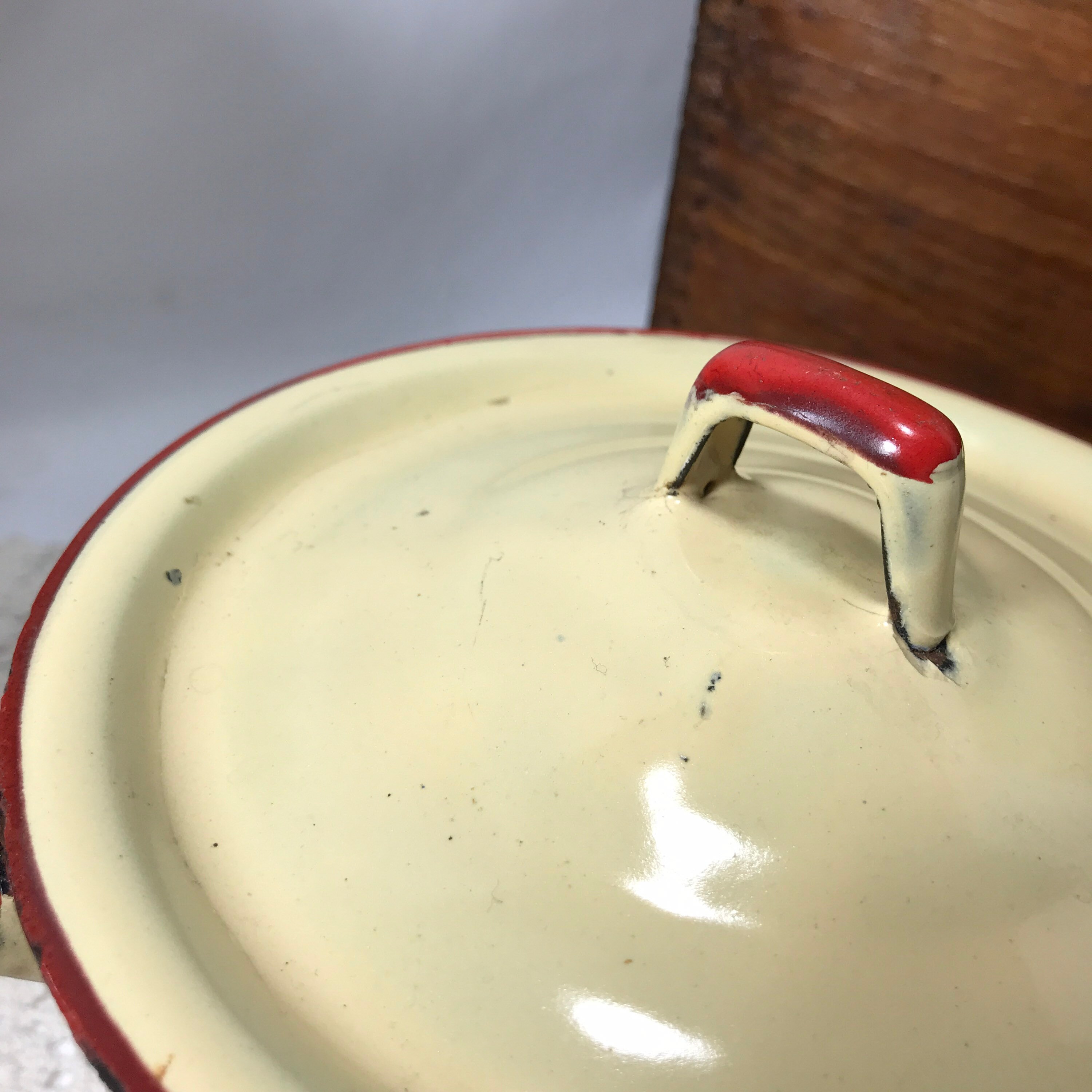 Vintage Enamel Pot Red Trim Enamelware Saucepan Original Etsy Norway