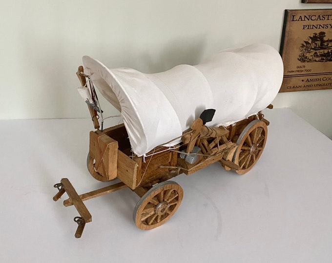 Vintage Conestoga Covered Wagon Model Wooden Replica Western Wild West