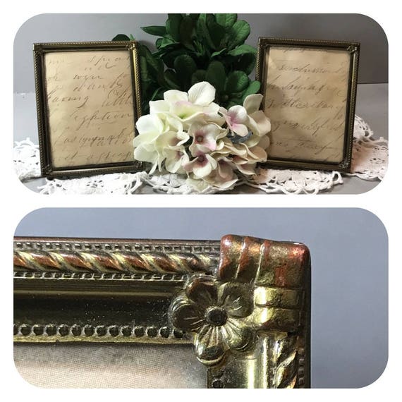 Two Gold Metal Picture Frames Table Top Frame Vintage Ornate Image 0