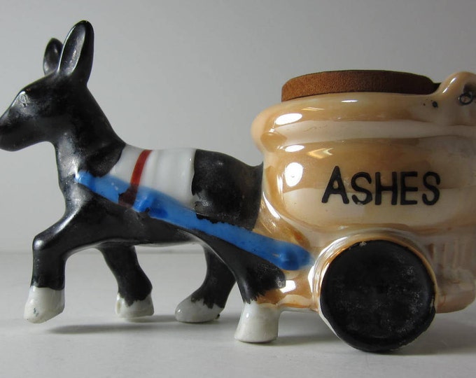 Ceramic Ashtray Donkey Pulling Cart of Ashes Toilet Made in Japan Etsy