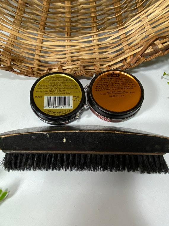 Vintage Shoe Brush and Two Vintage Kiwi Polish Ti… - image 2