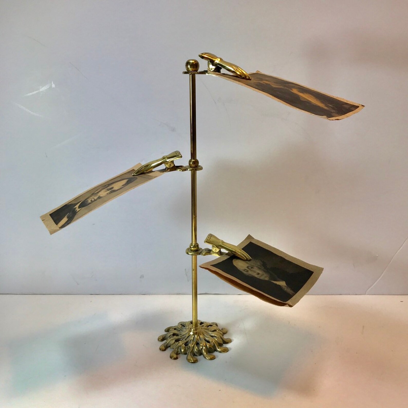 Vintage Brass Hand Note Holder Letter Clip Card Holder Photo Etsy