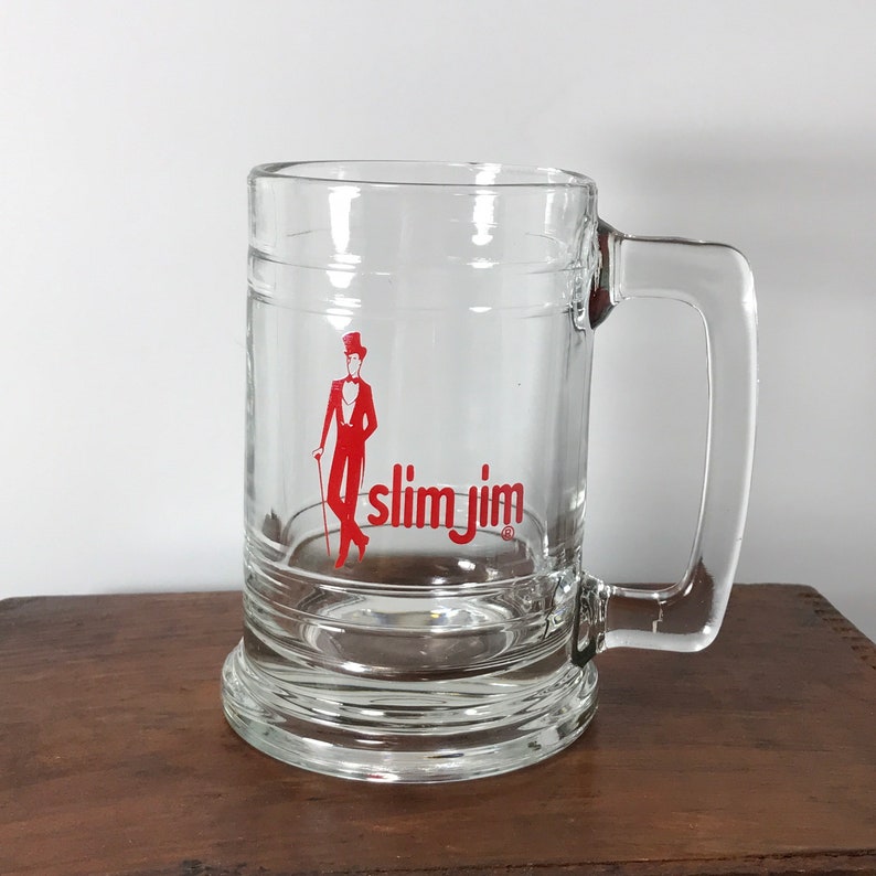 Vintage Slim Jim Glass Beer Mug Beer Stein Clear Glass Tankard Etsy