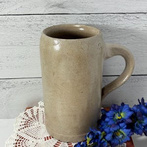 Vintage Stoneware Beer Stein 1 Liter German Beer Stein Salt Glazed Old Brewery Pottery Mug Jug Antique Beer Stein