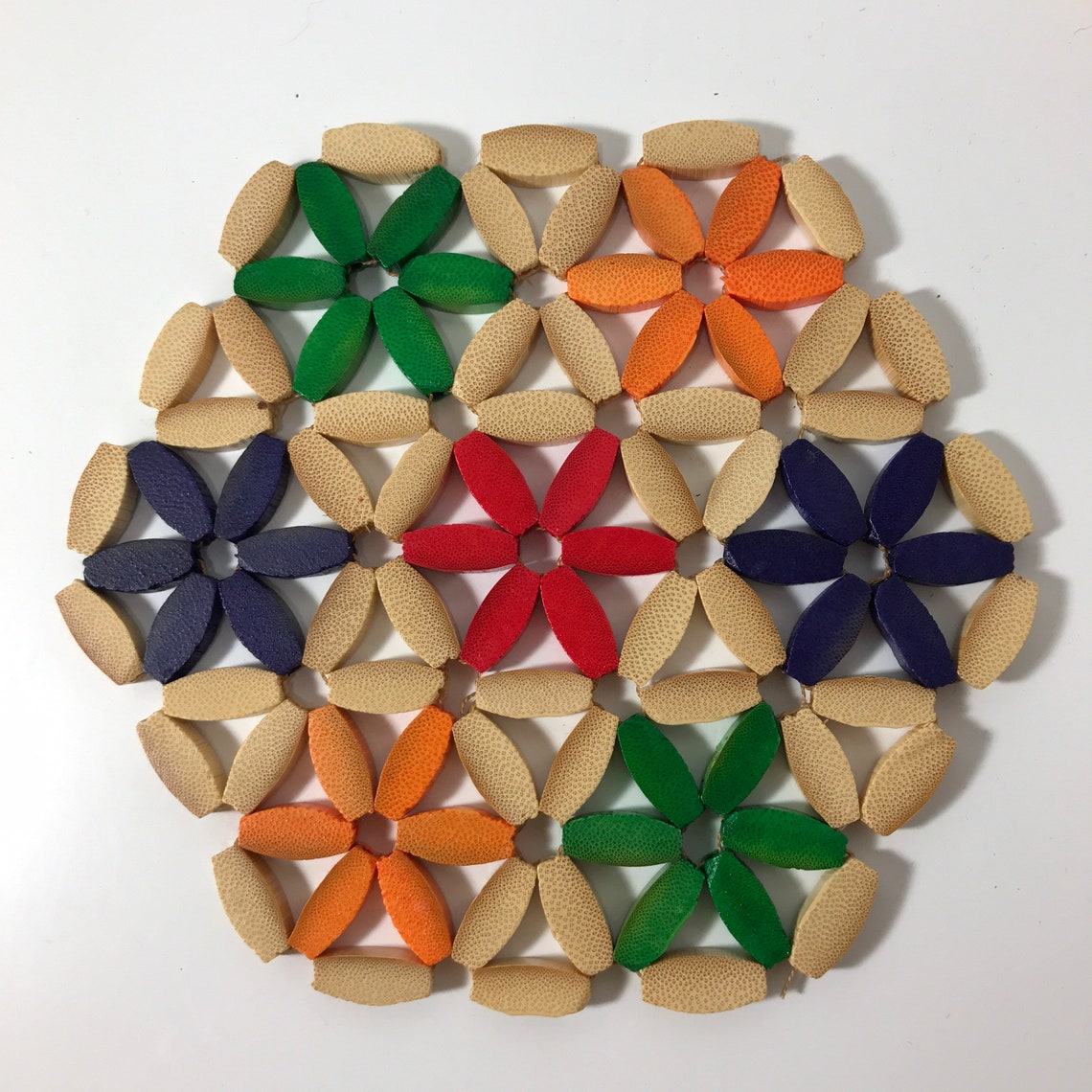 Set of Colorful Trivets Wood Bead Trivets Natural Red Etsy