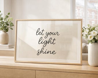Let Your Light Shine Wall Art, Matthew 5:16 Christian Printable, Minimalist Neutral Scripture Decor, Inspirational Faith Quote, Digital
