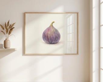 Vintage Watercolor Fig Print, Minimalist Kitchen Wall Art, Botanical Fruit Illustration, Neutral Scandinavian Decor, Printable Art