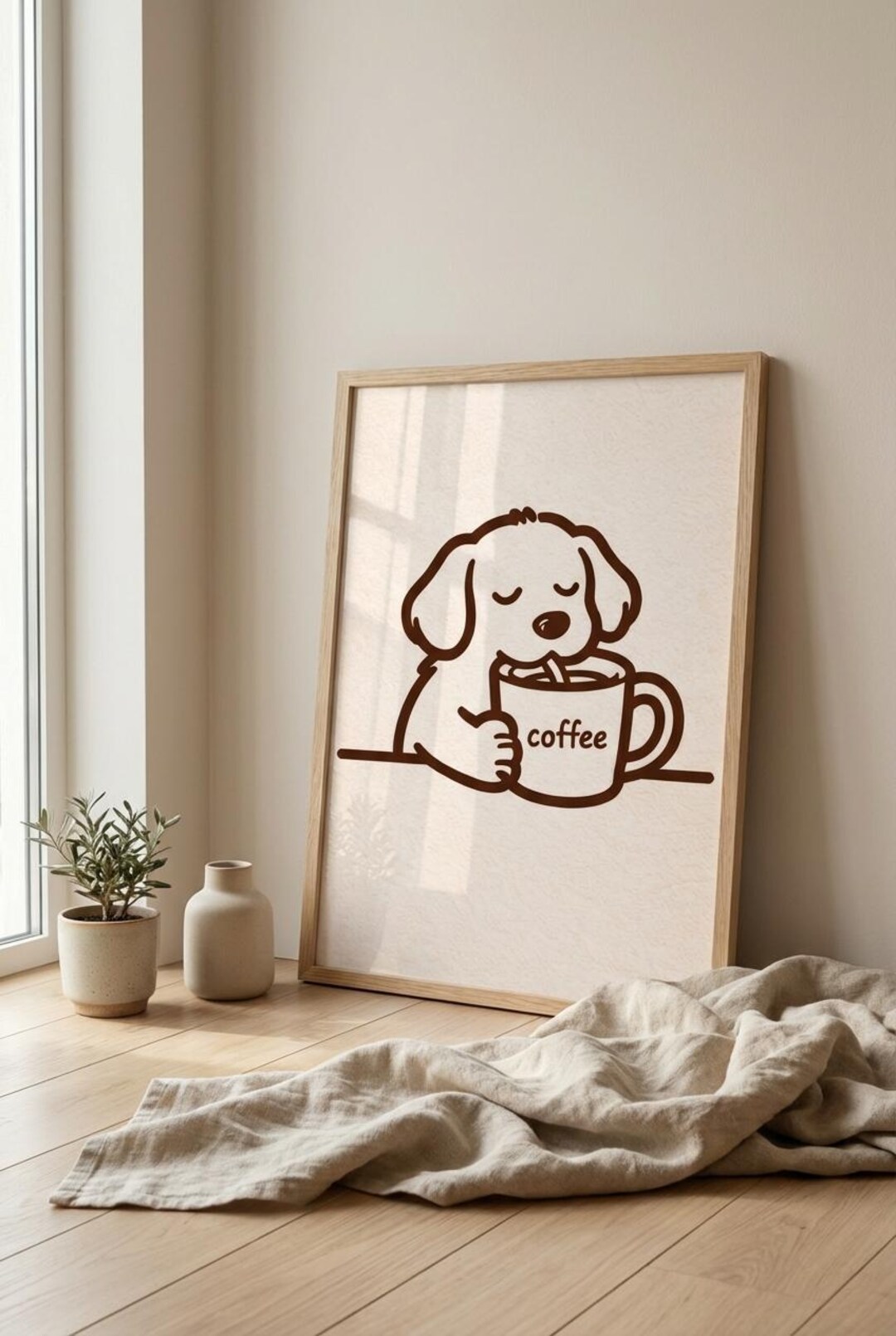 Cute Dog Coffee Wall Art Printable, Funny Puppy Coffee Lover Poster ...