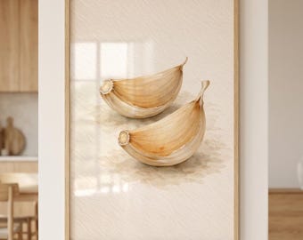 Vintage aquarel print teentjes, rustieke keuken kunst aan de muur, botanische gerechten illustratie, neutraal decor van de boerderij, keukenkunstwerk