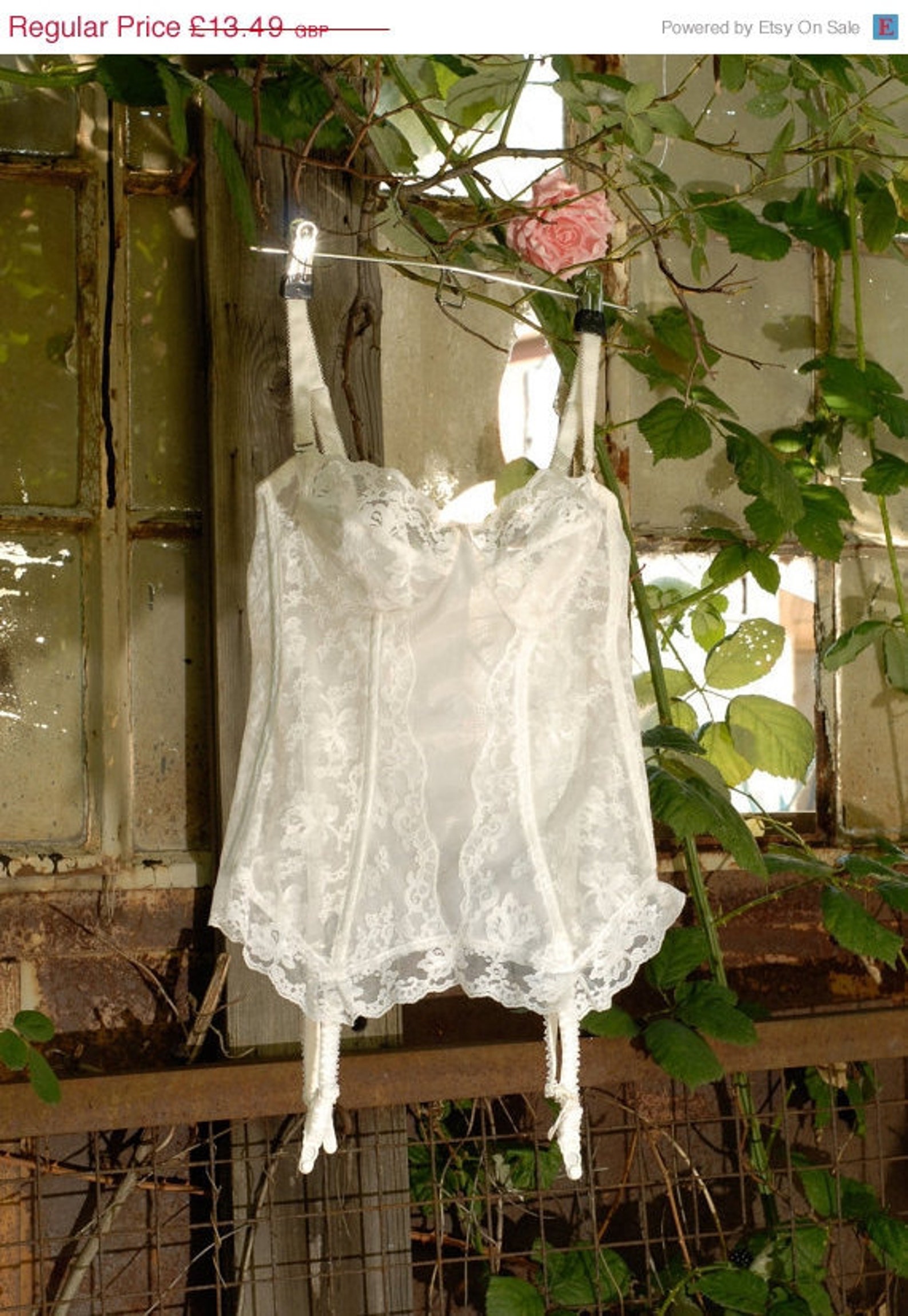 VALENTINES SALE Vintage White Lace Basque Corset Lingerie | Etsy