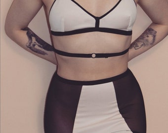 Handmade Pink And Black Vintage Style Girdle And Bra.
