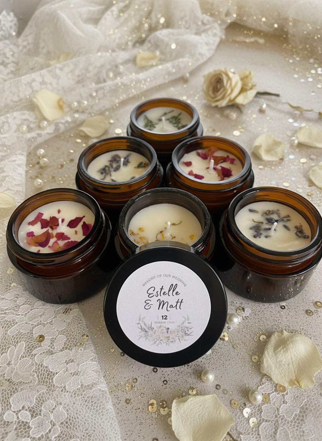 Personalized Wedding Candle Favors | Set of 10 & up | 1 Oz Amber Jar - Etsy