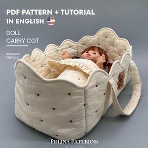 Doll Carry Cot PDF Sewing Pattern – Illustrated Tutorial-Baby Doll Carrier to Sew Yourself